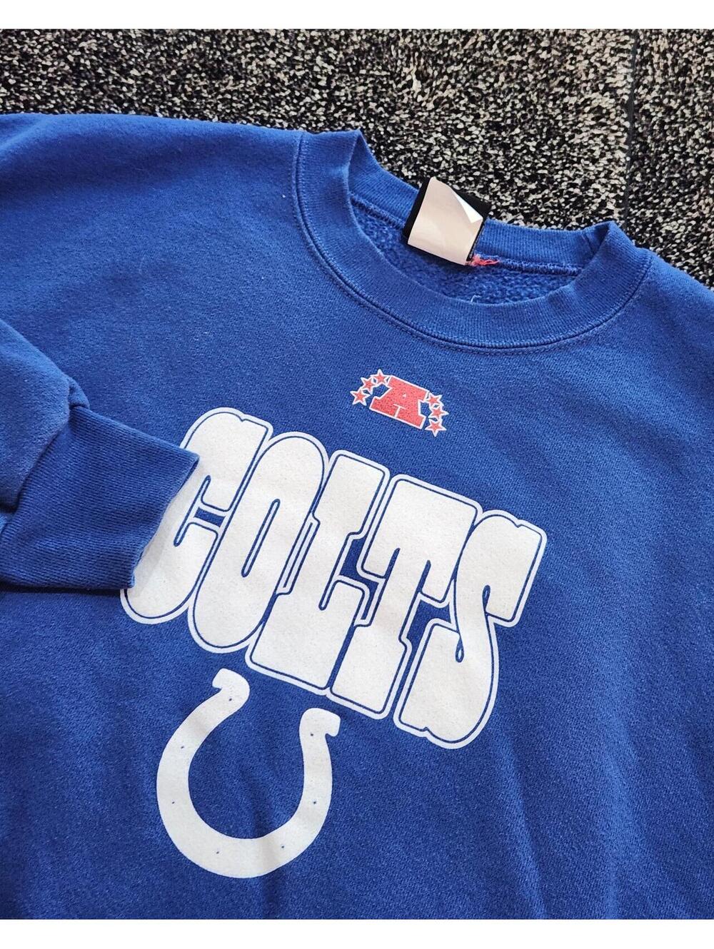 Vintage Indianapolis Colts Crewneck Pullover Sweatshirt Men XL Blue NFL Football